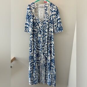 Borgo de Nor midi blue and white dress
